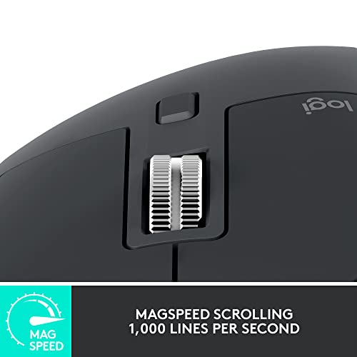 Logitech MX Master 3S - Wireless Performance Mouse, Ergo, 8K DPI, Track on Glass, Quiet Clicks, USB-C, Bluetooth, Windows, Linux, Chrome - Graphite - With Free Adobe Creative Cloud Subscription